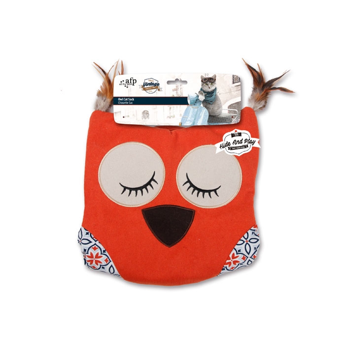 AFP VINTAGE OWL CAT SACK - ORANGE-حقيبة قطط على شكل بومة من ماركة AFP VINTAGE - لون برتقالي